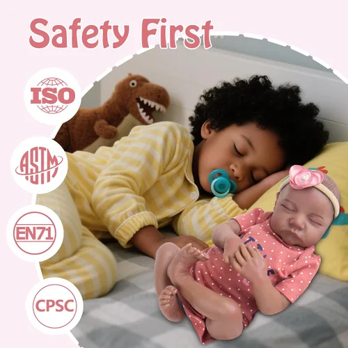 Vista 7 de Milidool Muñeca Reborn Baby Girl de 18 pulgadas, realista, afroamericana, recién nacida, hecha a mano con cuerpo suave y peso real y accesorios