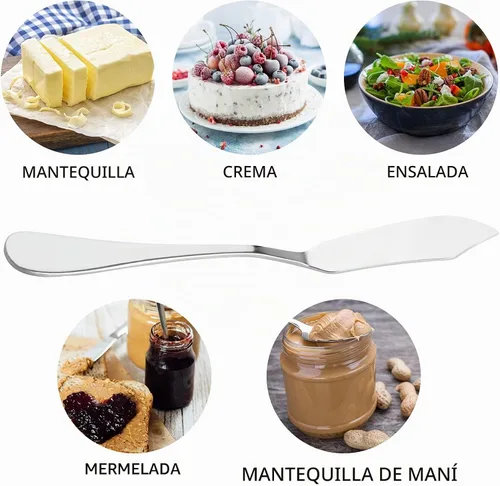Vista 3 de 6 piezas Cuchillo de Mantequilla de Acero Inoxidable, Esparcidores de Queso/Mantequilla, Cuchillos para Untar del Desayuno, Queso y Condimentos