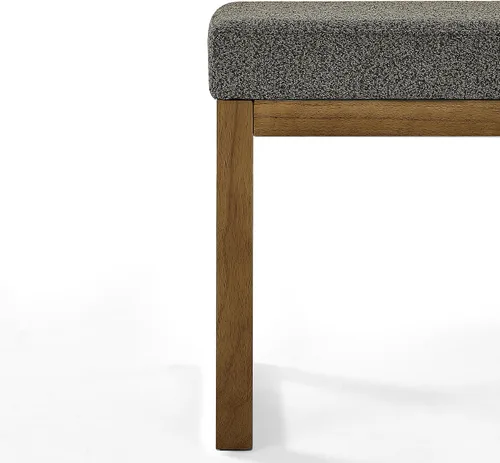 Vista 7 de Banco otomano rectangular, taburete de 25 pulgadas, tela de hilo hecho y madera de goma resistente, perfecto para salas de estar, dormitorios