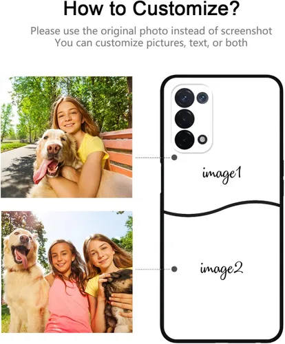 Vista 2 de Funda de teléfono personalizada para Oppo A54 5G de 6.5 pulgadas, funda protectora completa con múltiples imágenes, anticaída, nombre personalizado