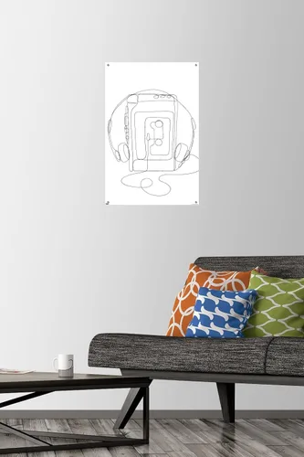 Vista 2 de Trends International LÍNEA Y CEPILLO - Póster de pared de reproductor de cassette de línea continua con pasadores