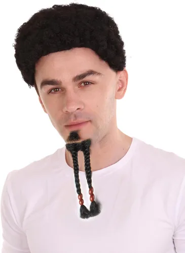 Vista 2 de Cabello humano largo con cuentas de pelo humano para hombre