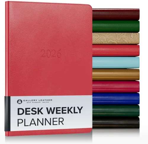 Vista 105 de Gallery Leather Planificador Semanal y Mensual Grande 2025-2026, Calendario Planificador y Cuaderno Elegantemente Encuadernado con Elegantes Bordes