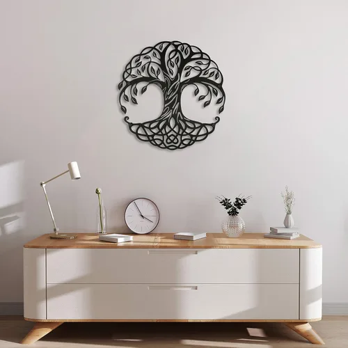 Vista 8 de Seem Arte de pared de metal, árbol de la vida, decoración de pared de metal de 24 x 24 pulgadas, decoración de pared de árbol de metal y decoración