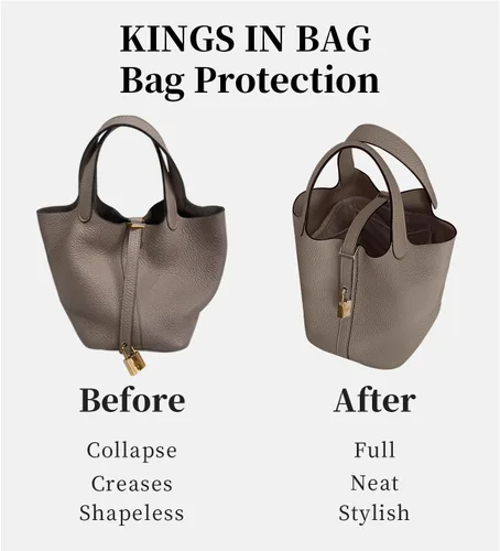 Vista 6 de KINGS IN BAG Organizador para bolsas de mano y bolsas de mano, bolsas de lujo con satén sedoso, se adapta a bolsas de Picotin 1822, ligeras para uso