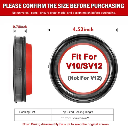 Vista 3 de Anillo de sellado fijo superior de cubo de polvo 2026, pieza de repuesto compatible con aspiradora Dyso.n Cyclone V10 SV12, cubo de polvo
