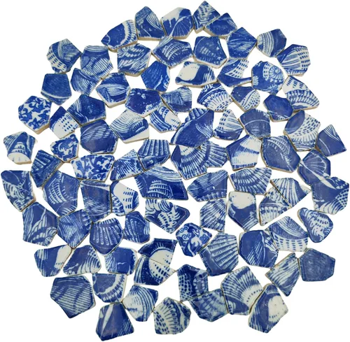 Vista 16 de Azulejos de mosaico de cerámica de porcelana de 1.1 libras, azulejos de mosaico irregulares rotos para suelo de manualidades, cocina, piscina
