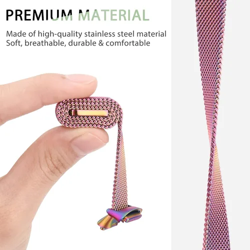 Vista 2 de Amzpas Correa de metal compatible con bandas Fitbit Luxe para mujeres y hombres, correa de repuesto de malla de acero inoxidable para Fitbit