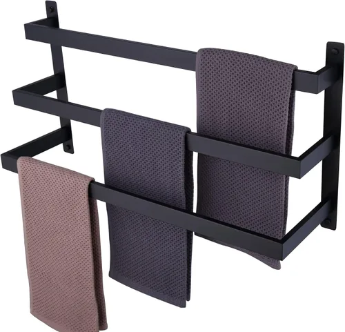 Vista 9 de KOKOSIRI Toalleros de baño de 3 niveles, escalera, toalleros, soportes para toallas de pared, estantes de acero inoxidable cepillado, B5006BR-L24