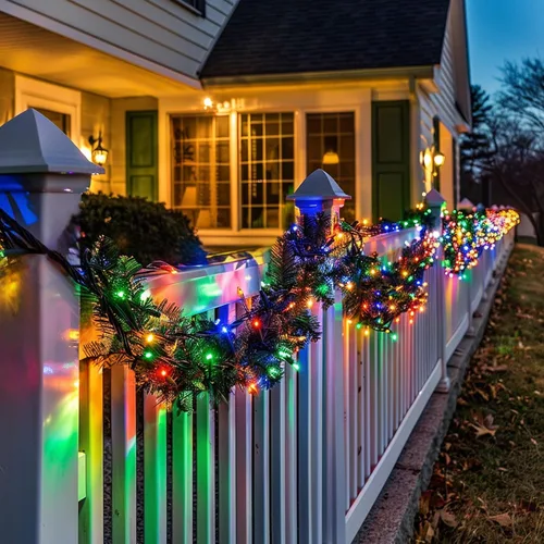 Vista 5 de TW SHINE - Guirnalda de Navidad preiluminada de 9,1 m, decoraciones con 100 luces LED, guirnaldas artificiales de pino con 8 modos, guirnalda verde