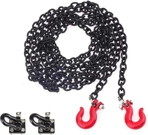 Vista 2 de Gancho de remolque a escala 1/10, gancho de metal para remolque y cadena de rescate, accesorios de decoración compatibles con 1/10 RC Rock Crawler
