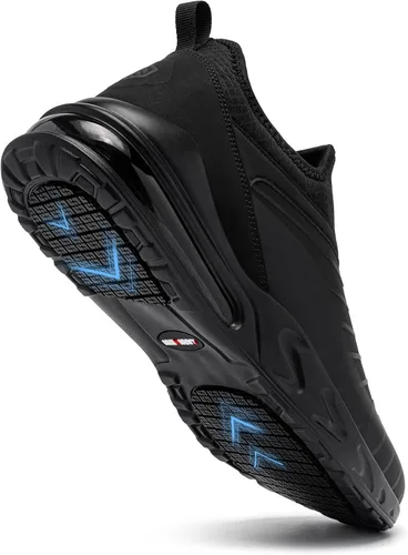 Vista 5 de LARNMERN Zapatos antideslizantes para hombre y mujer, zapatos de trabajo sin cordones, para cocinero, cocina, resistentes al agua, tenis
