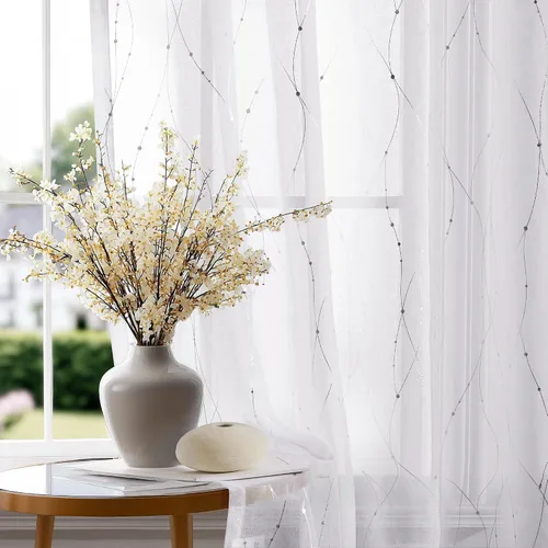 Vista 14 de Deconovo - Cortinas transparentes con filtro de luz de 84 pulgadas de largo Plata