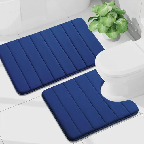 Vista 76 de Buganda Juego de 2 alfombras y tapetes de baño de espuma viscoelástica, lavables a máquina, suaves, antideslizantes, absorbentes, para baño, ducha