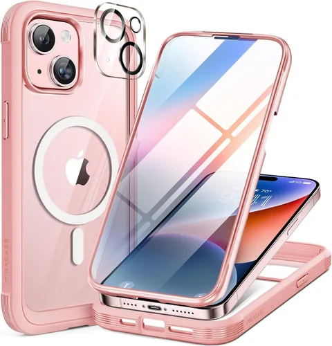 Vista 19 de Miracase - Funda magnética para iPhone 13 Pro Max de 6.7 pulgadas (compatible con MagSafe), transparente, completo, protector de pantalla de vidrio