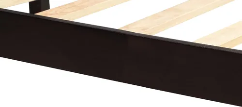 Vista 8 de Cama de plataforma de madera tamaño individual con cabecera y estribo, marco de cama de plataforma moderna de mediados de siglo con almacenamiento