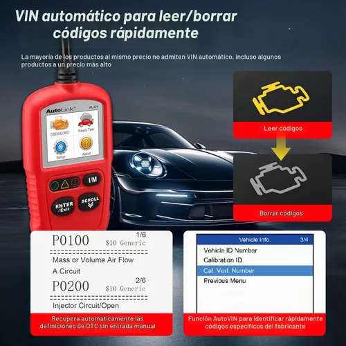 Vista 3 de Autel Escáner OBD2 AL329, AutoLink AL319 actualizado, VIN automático, lector de código de luz de comprobación del motor, reinicio MIL, preparación