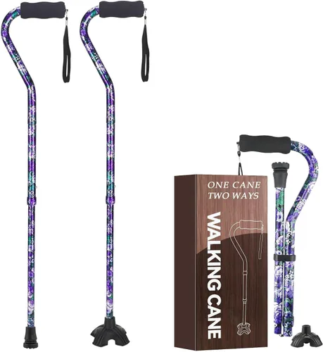 Vista 11 de Bastones florales para mujer, bastón plegable para estabilidad con base antideslizante, bastón ajustable para personas mayores, bastones plegables