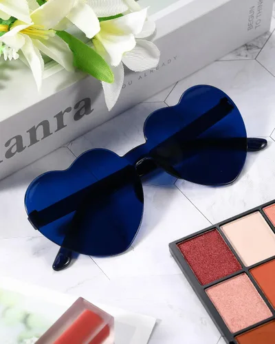 Vista 7 de Frienda 20 Pairs Heart Shaped Sunglasses Rimless Candy Color Glasses for Women Men Party Favor