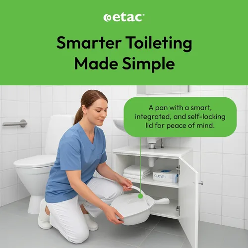 Vista 5 de Etac Cubo de inodoro con tapa y asa para silla de ducha limpia, cubo
