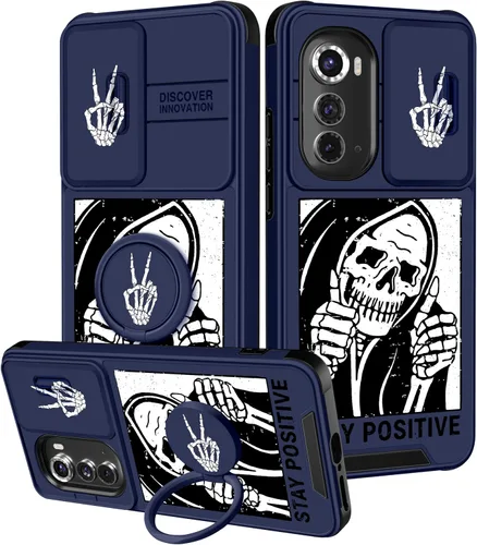 Vista 136 de Funermei Funda para Moto G Stylus 5G 2022, funda para teléfono con diseño de calavera de esqueleto para mujeres y niñas, diseño gótico, Como