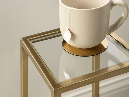 Vista 6 de Kate and Laurel Jaspur - Mesa moderna para bebidas, dorada, decorativa y glamurosa para exhibición y almacenamiento Dorado