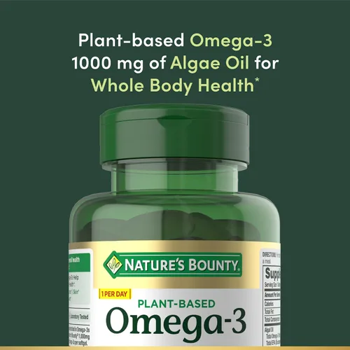 Vista 3 de Nature's Bounty Omega 3, suplemento de ácidos grasos omega 3 de origen vegetal, 520 mg, apoya la salud de todo el cuerpo, incluyendo corazón, piel