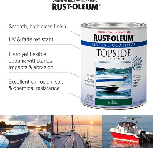 Vista 3 de Rust-Oleum 207005 Pintura para cubierta marina Marine Coatings, cuarto de galón, color gris acorazado
