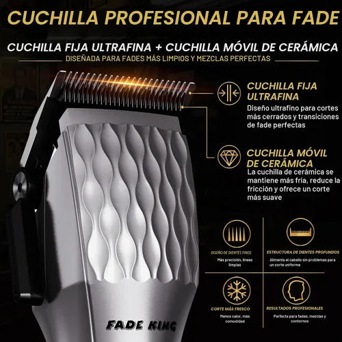 Vista 2 de FADEKING Cortadora de pelo profesional para hombres, kit de aseo 3 en 1