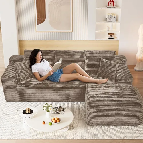 Vista 16 de Sofás seccionales de nube deshuesada de 95 pulgadas para sala de estar, cómodo y esponjoso sofá de espuma viscoelástica en forma de L, sofá modular