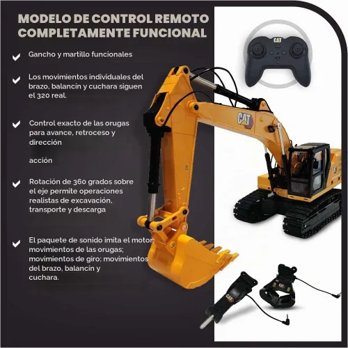 Vista 4 de Diecast Masters DCM/Racemasters 28005 1:16 RC Cat 320 Excavadora hidráulica