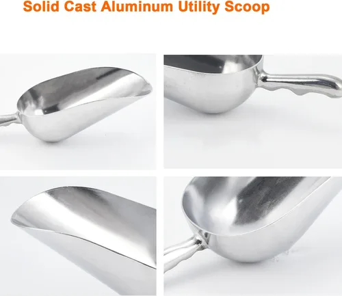 Vista 5 de Cuchara de aluminio fundido de 6 onzas, cuchara de hielo sólido de una pieza para cubitos de hielo, bar, cocina, cuchara multiusos de alimentos