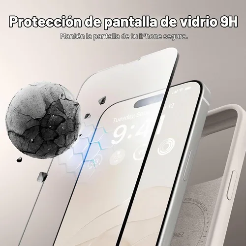 Vista 5 de GONEZ Funda de silicona para iPhone 15 Pro Max, compatible con Magsafe, protector de cámara + protector de pantalla, forro de microfibra suave
