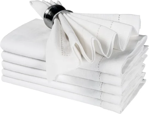 Vista 35 de Bedding Craft Juego de 12 Servilletas de Tela para Cena – 18x18 Azul Aéreo con Aspecto de Lino y Dobladillo Decorativo – Suaves, Lavables a Máquina