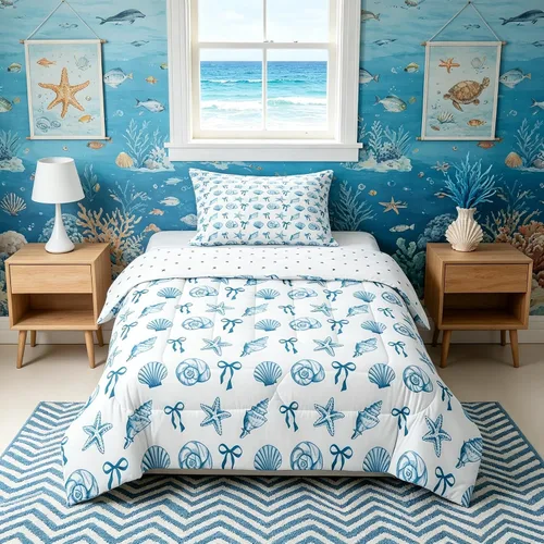 Vista 25 de Juego de edredón Lake Home Camper tamaño King, juego de ropa de cama náutica con ancla para niños, niñas, niños, adultos, decoración de dormitorio