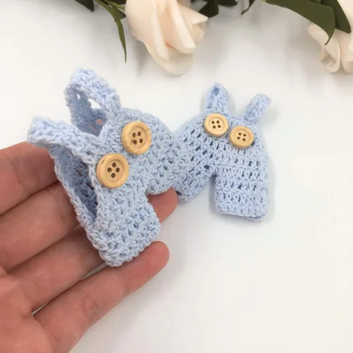 Vista 3 de 10 piezas mini ganchillo de punto general Jumper Favores Baby Shower Bautismo Bautizo Party Favores (azul)