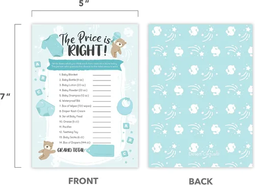 Vista 2 de Desert Cactus Price is Right - Juego de baby shower – Juego de adivinanzas para niños y niñas, invitación de revelación de género neutro (25 ct Boy)