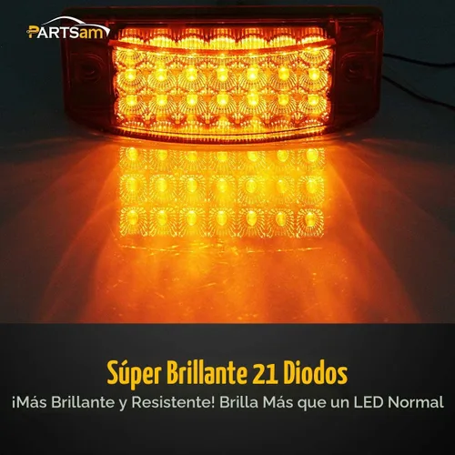 Vista 3 de Partsam 2 luces rectangulares ámbar de 6 pulgadas, 21 LED, señal de giro de 6 x 2, luces rectangulares de liquidación para remolque, camión