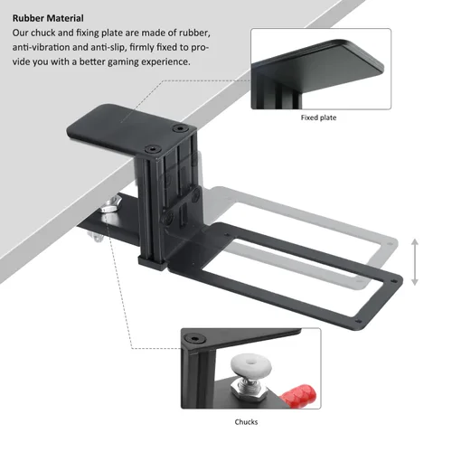 Vista 4 de HUYE Desk Mount Bracket Holder for Logitech G Extreme 3D Pro Joystick for Windows - Adjustable Steel Desk Mount Holder for Logitech G Extreme 3D Pro