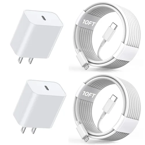 Vista 10 de Cargador para iPhone de carga rápida, [certificado Apple MFi] Paquete de 2 cables USB C a Lightning de carga rápida de 20 W, adaptador de cargador