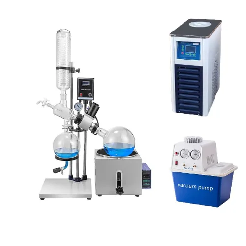 Vista 7 de Evaporador rotativo con bomba y enfriador, bomba de vacío de evaporador rotativo de laboratorio y condensador de trampa fría y elevación manual, 110