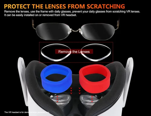 Vista 6 de Customized Myopia Lens Insert Compatible with MetaOculus Quest 2, Blue Light Blocking Lens with Silicone Protective Cover, Easy to Install & Remove