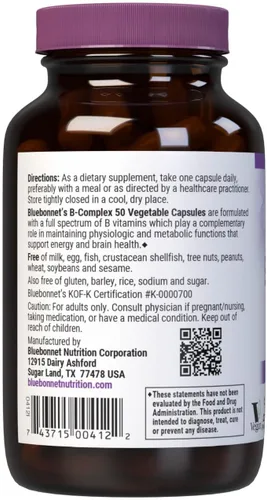 Vista 3 de Bluebonnet Nutrition B Complex 50 cápsulas vegetales, 100
