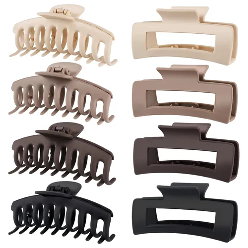 Vista 10 de TOCESS Paquete de 8 pinzas grandes para el cabello para mujer, pinzas grandes para cabello fino y grueso, rizado, agarre fuerte de los años 90, 4.33