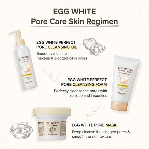 Vista 6 de [SKINFOOD] Máscara de poros de clara de huevo, 4.23 onzas líquidas, máscara de arcilla exfoliante para apretar poros, absorción de sebo (4.23 onzas)