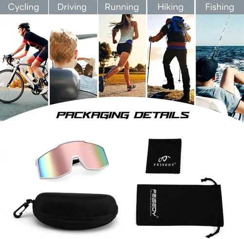 Vista 8 de FEISEDY Gafas de sol deportivas para jóvenes, adolescentes y adultos, gafas de sol para ciclismo, béisbol y tenis, gafas de sol para hombres