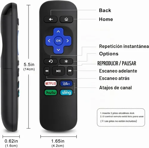 Vista 8 de Mando a distancia de repuesto para Roku Box/Express/Premiere-NO para Stick