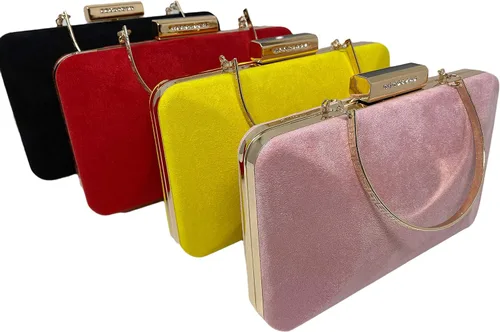 Vista 7 de Cirilla Bolso de noche de terciopelo con asa y cadena para boda, cóctel, banquete