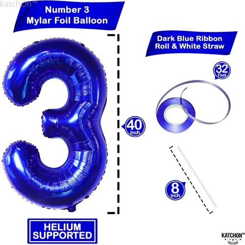 Vista 748 de KatchOn Globo negro del número 1 de 40 pulgadas, globo de feliz cumpleaños Large Mylar Number One Balloon for 1st Birthday Decorations, Foil