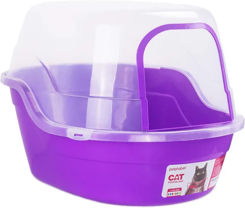 Vista 11 de Petphabet Caja de Arena para Gatos con Capucha Jumbo, Extra Grande, Azul Claro